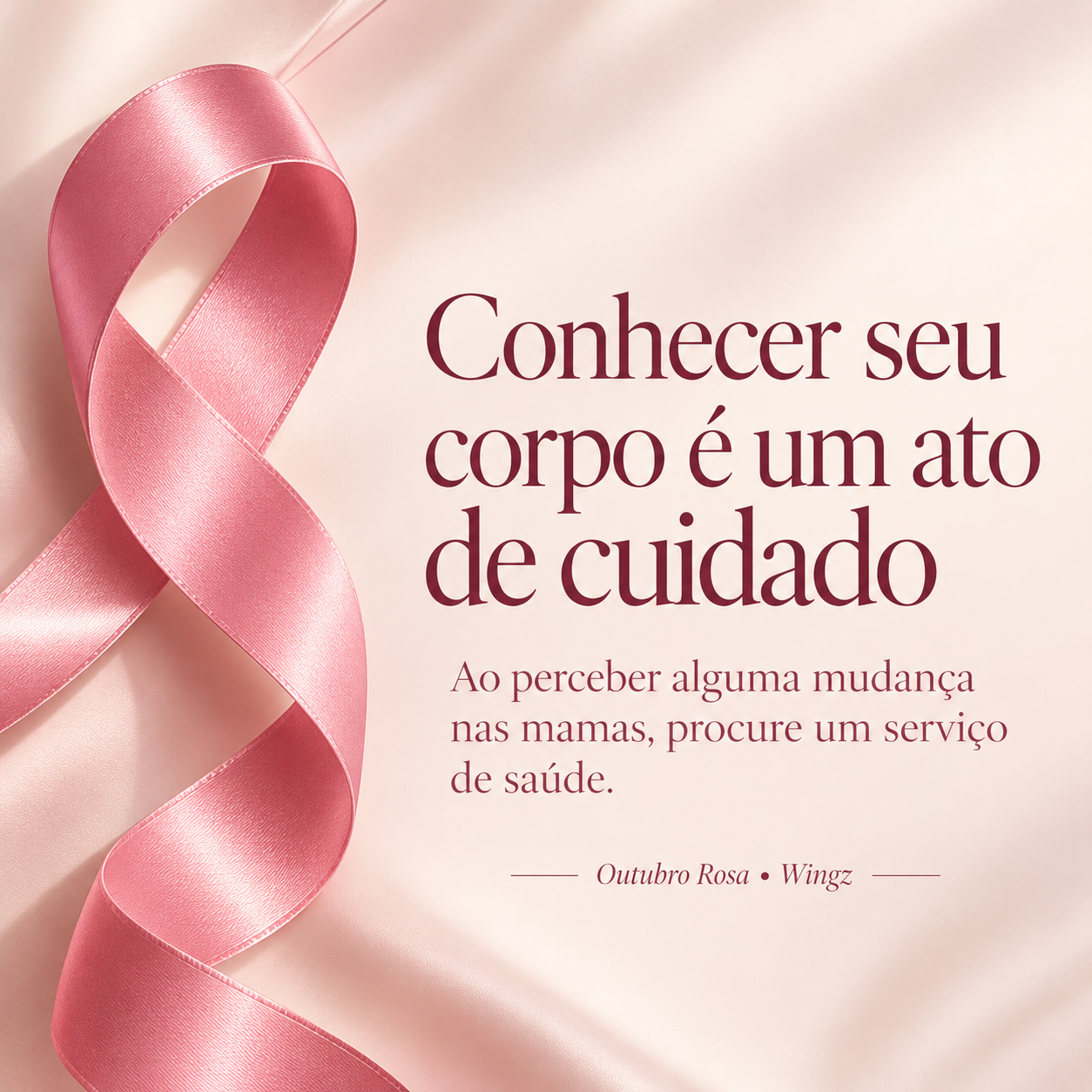 Conhecer seu corpo é um ato de cuidado. Ao perceber alguma mudança nas mamas, procure um serviço de saúde.